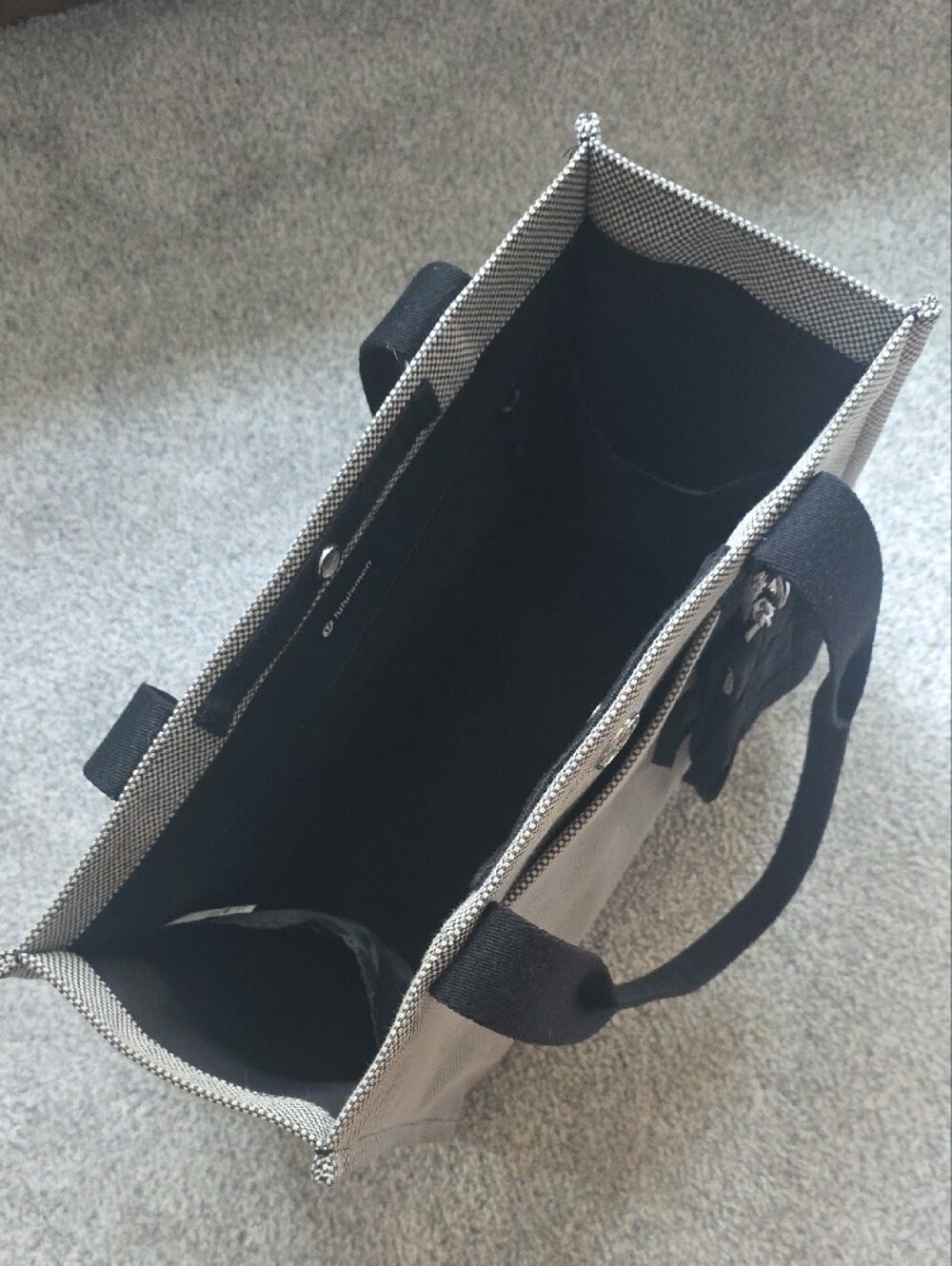 Lululemon Black and White Structured Tote with Mini Tote Charm - Picture 2 of 2